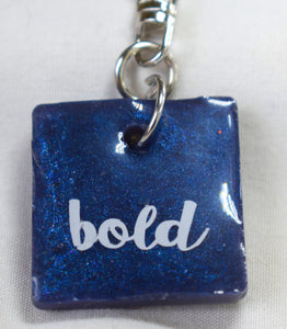 Affirmation Heart Keychain - Bold (midnight blue and lavender)