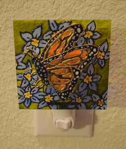 Painted Glass Nightlight - Monarch Butterfly