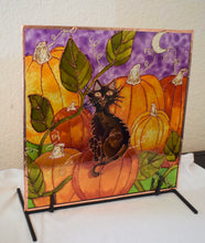 Load image into Gallery viewer, Large Glass Painting - In The Pumpkin Patch