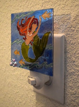 Load image into Gallery viewer, Painted Glass Nightlight - Joyous Mermaid