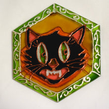 Load image into Gallery viewer, Small Painted Glass Suncatcher - Halloween Cat