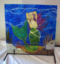 Load image into Gallery viewer, Large Glass Painting - Mermaid with Pearls