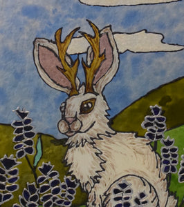 Large Glass Painting - Hill Country Jackalope