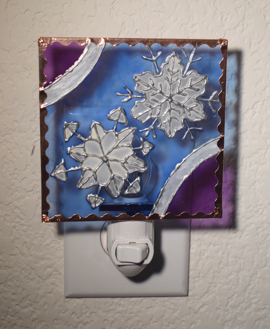 Painted Glass Nightlight - Snowflakes