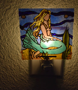 Painted Glass Nightlight - Twilight Mermaid (blonde hair)