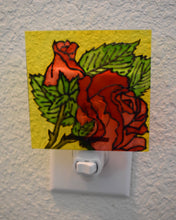 Load image into Gallery viewer, Painted Glass Nightlight - Red Roses