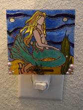 Load image into Gallery viewer, Painted Glass Nightlight - Twilight Mermaid (blonde hair)