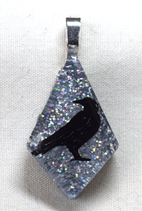 Crow Pendant - Glittery Background