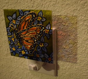 Painted Glass Nightlight - Monarch Butterfly