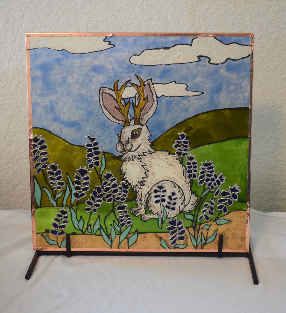 Large Glass Painting - Hill Country Jackalope