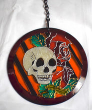 Load image into Gallery viewer, Large Painted Glass Suncatcher - Momento Mori