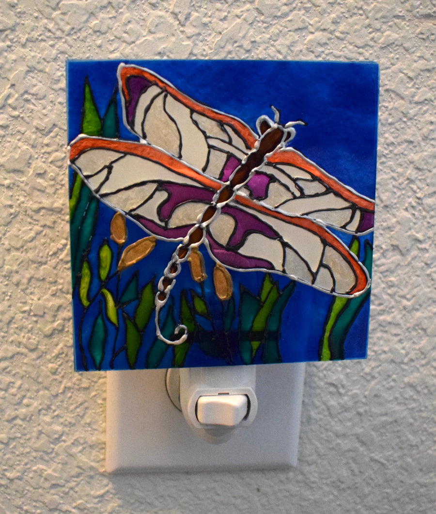 Painted Glass Nightlight - Dragonfly (A)