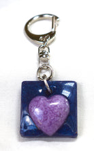 Load image into Gallery viewer, Affirmation Heart Keychain - Bold (midnight blue and lavender)