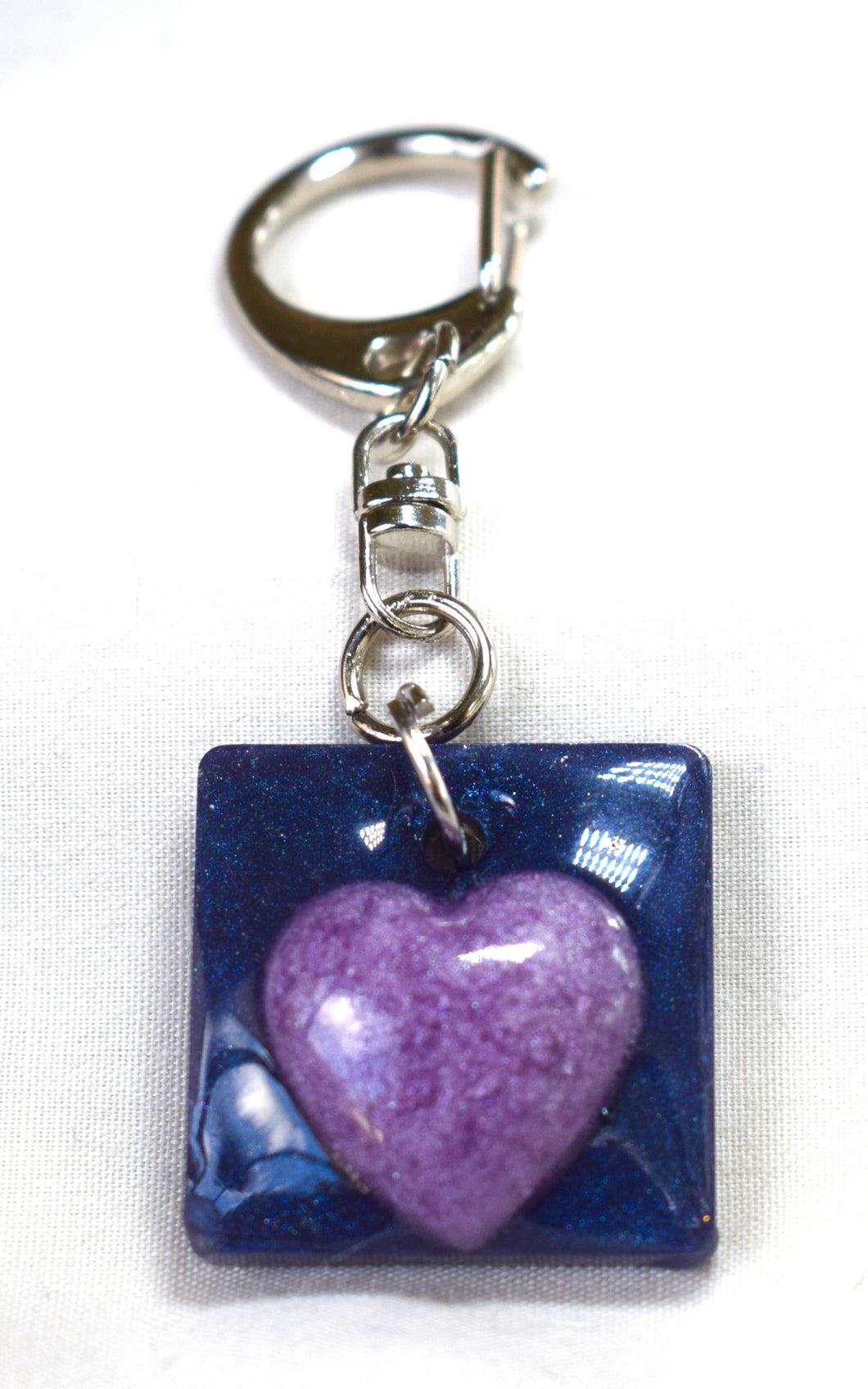 Affirmation Heart Keychain - Bold (midnight blue and lavender)