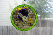 Load image into Gallery viewer, Large Painted Glass Suncatcher - The Monster’s Bride